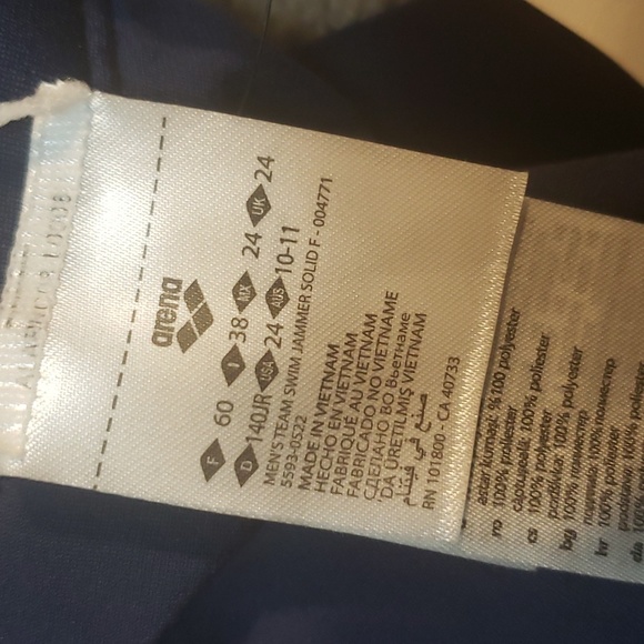 Arena men's team Jammer solid f usa 24 Navy white swim trunk nwt - Picture 5 of 6